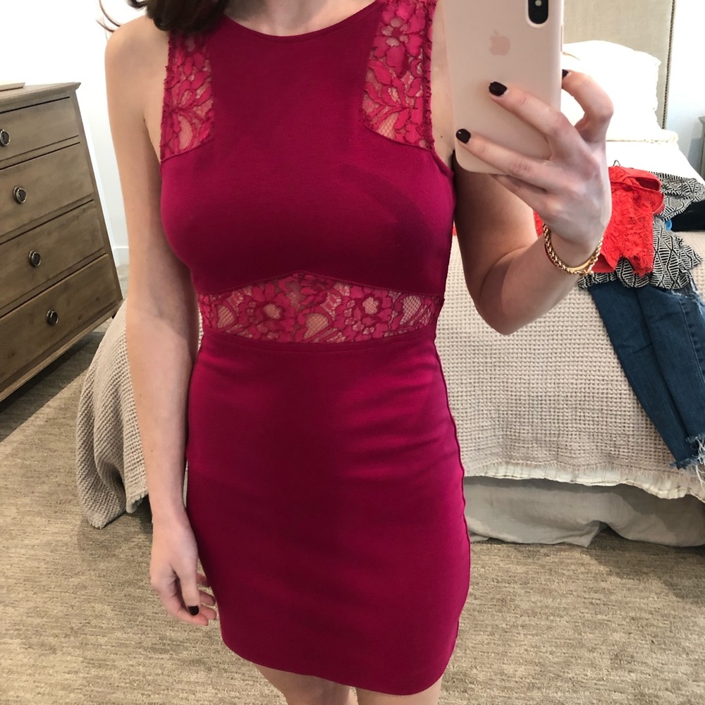 Style stalker lace body con pink 2 mini sexy dress